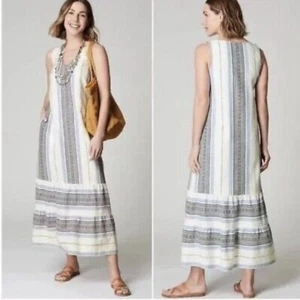 J.Jill Women's Maxi Dress Sleeveless XLT Blue White Stripe Boho Sundress Resort - Picture 1 of 12