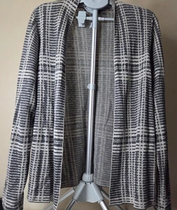 EILEEN FISHER Dark/light Gray Organic Cotton Cardigan sweater coastal Size Large - Picture 1 of 4
