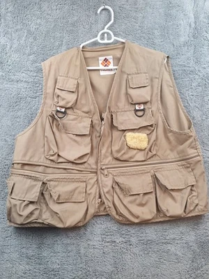 Chaleco de pesca con mosca Columbia de colección para hombre talla 2XL marrón caza ropa deportiva bolsillos con cremallera Foto 1 de 4