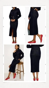 Gonna midi denim con spacco davanti nuova con etichetta Good American taglia 10 $149 - Foto 1 di 3