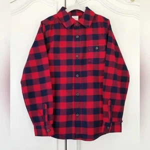 Hanna Andersson rot blau Büffel Karo Flanell Langarm Hemd Jungen 8 Neu mit Etikett - Bild 1 von 5