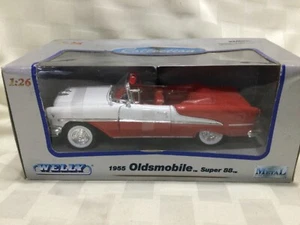 Welly 1:26 Scale Die-Cast Car White/Red 1955 Oldsmobile Super 88 in Box - Picture 1 of 13