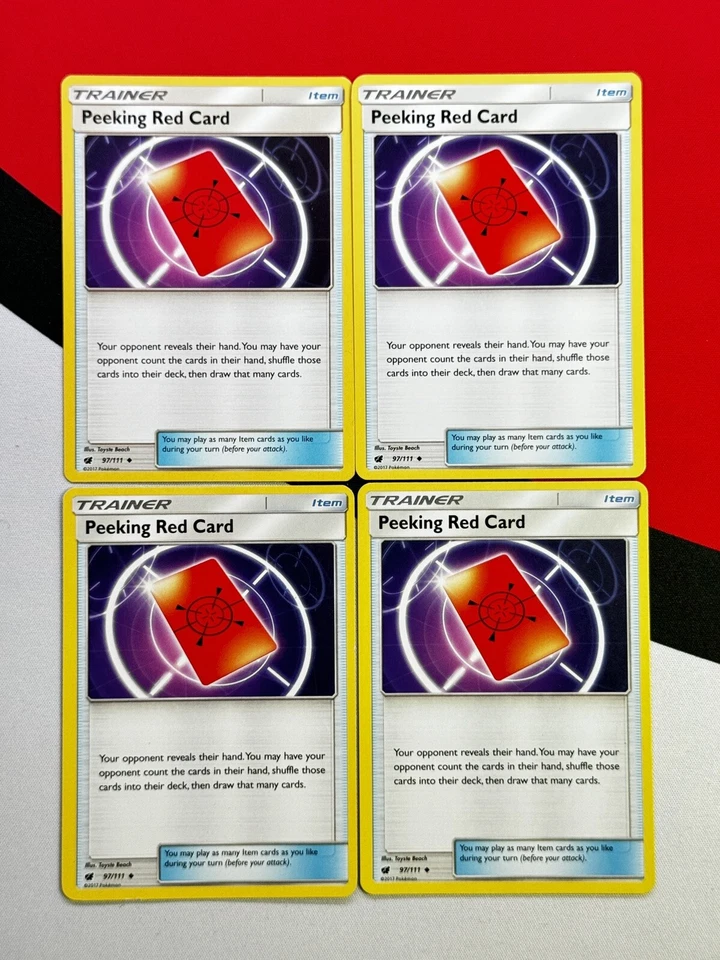 Peeking Red Card x4 Trainer Item 97/111 Crimson Invasion Pokemon Playset 4x - Image 1 of 1