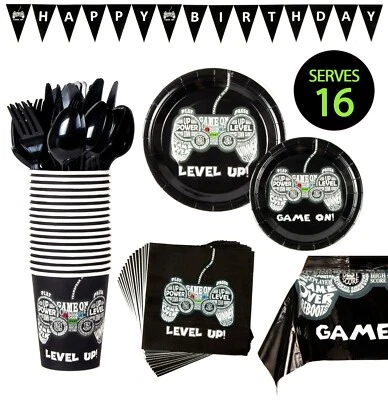 Video Game Party Supplies Kit - Happy Birthday - Fortnite Roblox - Serves 16 - Image 1 of 3