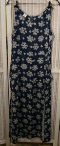 Vestido viscosa OLILY vintage azul floral sin mangas L51 38 - Imagen 1 de 3