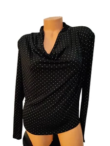 Camicetta Michael Kors nera con borchie argento PETITES SMALL nuova con etichetta - Foto 1 di 6