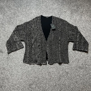 Giacca kimono Massimo Dutti cotone ricamato taglia 12UK 8US L oversize monocromatica - Foto 1 di 12
