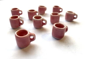 10 Pezzi Tazze Ceramica Rosa Mini Piccole Bambole Scala 1:12 Casa Miniatura Cucina - Foto 1 di 5
