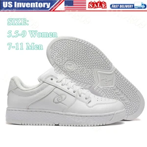 Men's Women's Casual Shoe, Classic Lace-Up Low Top Loafer, Fashion Sneaker White - Picture 1 of 24