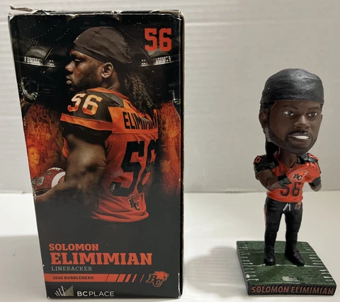 B.C. Lions Bobble Heads SGA. 2016 Solomon Elimimian Linebacker, Like New!!￼ Cover