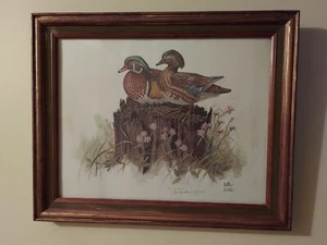 Wood Ducks, Print is Framed, Signed, Autographed DON BALKE, 1984, Wildlife Birds - Picture 1 of 7