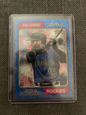 2023 Topps Heritage Charlie Blackmon Blue Sparkle Chrome #357 - Image 1 of 2