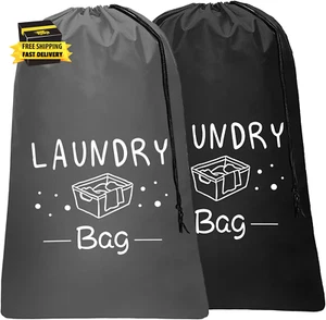 2 Pack Extra Large Travel Laundry Bag, Dirty Clothes Organizer with Drawstring,H - Picture 1 of 7