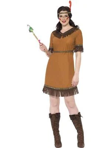 Native American Indian Maiden Costume Fancy Dress Pocahontas Wild West - Picture 1 of 4