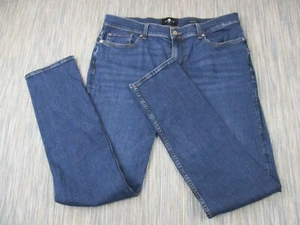 7 For All Mankind Jeans Mens W34 L32 Paxtyn Blue Straight Zip Fly Stretch Denim - Picture 1 of 18