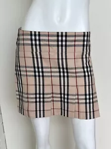Minifalda plisada a cuadros Burberry lana beige talla 6 - Imagen 1 de 4