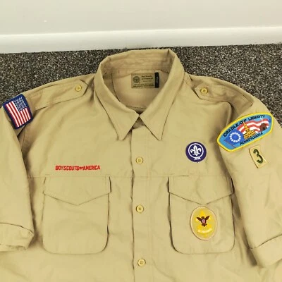 Boy Scouts of America Uniform Shirt Vented BSA #3 Pennsylvania USA Flags Mens XL - Image 1 of 4