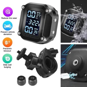 Motorcycle TPMS Tire Pressure Monitor with Digital Display USB Charging Magnetic - Picture 1 of 11