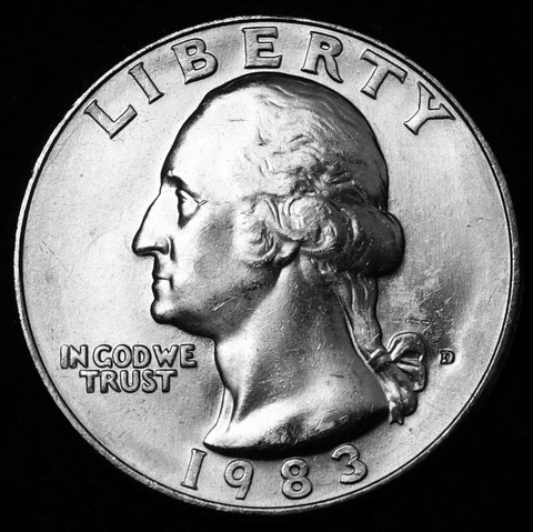 1983 D  Washington Brilliant Uncirculated Quarter ~ Choice Coin from Bank Roll Cover