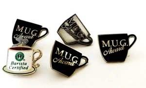 Lot of FIVE Older Starbucks Mug Award And Certified Barista Pins Pin s - Picture 1 of 3