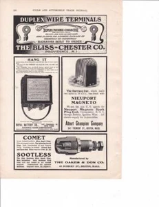 Original 1906 Nieuport Magneto Print-Ad & Royal Battery Co/ Mica Spark Plug - Picture 1 of 1