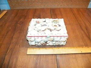 Vintage Sea Shell Covered Trinket Jewelry Box - Picture 1 of 8