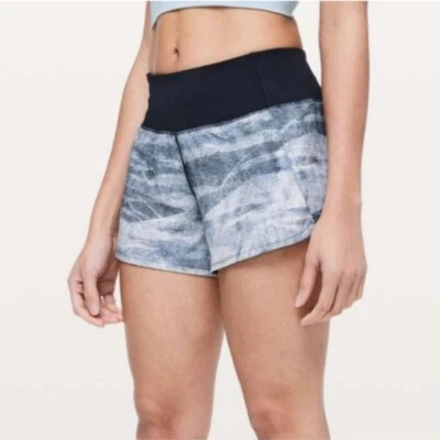 Pantalón Corto Lululemon Run Times II Malla Escape Multi/Verdadero Azul Marino Talla 4 Foto 1 de 4