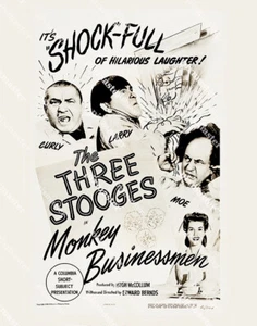 THE 3 STOOGES MONKEY BUSINESS 1946 MOE LARRY CURLY 11 X14 POSTER LOBBYKARTE - Bild 1 von 1