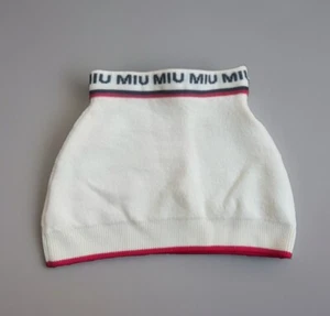 Miu Miu Cream Logo Wool Mini Skirt Sz 36/S - Picture 1 of 14
