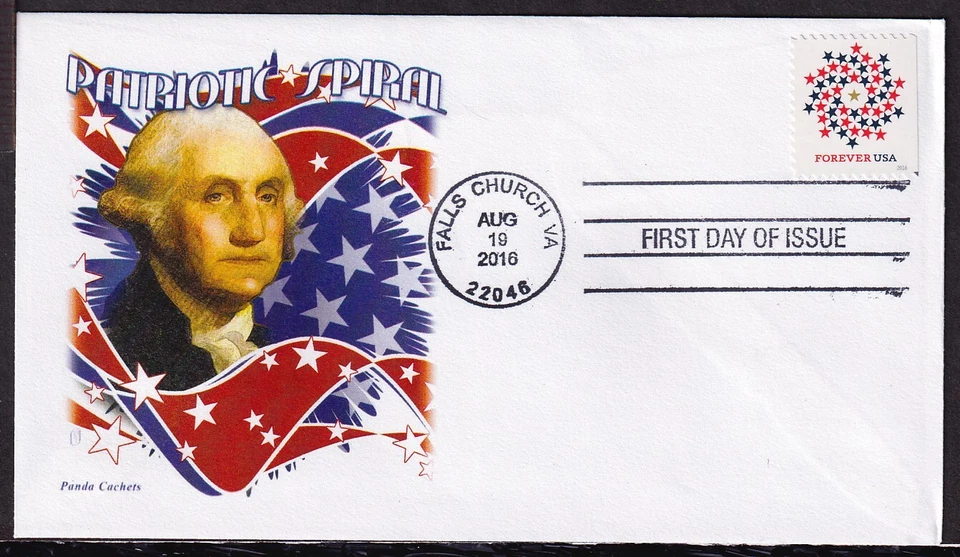 2016 Patriotic Spiral red white blue Sc 5131 FDC with Panda Cachet - Image 1 of 1