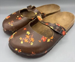 Birkis Womens Floral Brown Clogs Size 37 Slip On Mary Jane - Picture 1 of 7