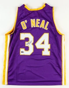 Autographed/Signed SHAQUILLE O'NEAL Purple Lakers Jersey JSA Auto Custom - Picture 1 of 3