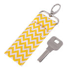 Pattern Lipstick Holder Keychain Chapstick Pouch Bag Decor Gift(Yellow) Gsa