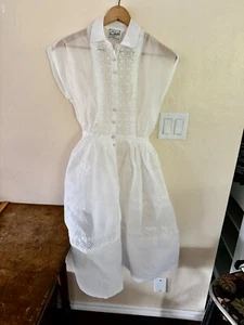 Vestido blanco ojales de algodón vintage años 50 de Doris Dodson S - Imagen 1 de 7