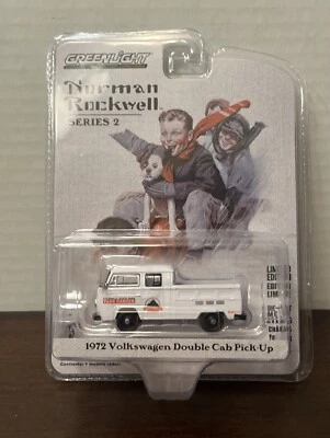 Camioneta Volkswagen Greenlight Norman Rockwell Serie 2 1972 doble cabina escala 1:64 Foto 1 de 4