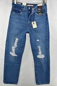 New Levi's Premium Wedgie Straight High Rise Big E Blue Jeans Womens Size 27x28 - Picture 1 of 11