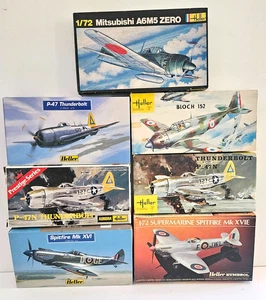 7X LOT 1/72 HELLER BLOCH 152 + 3X P-47 + 2X SPITFIRE + MITSUBISHI ZERO NEW KITS - Picture 1 of 1