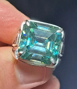 *CERTIFIED* HUGE 26 CT. EMERALD CUT BLUE NATURAL HPHT MEN'S DIAMOND RING SIZE 9 - Picture 1 of 12
