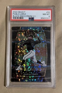 Panini Select 2022 - Concourse Pablo López #52 Black Disco Prizm 1/1 PSA 8 - Imagen 1 de 2