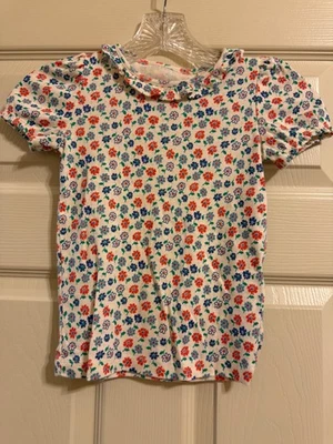 Mini Boden Pointelle Floral Shirt Short Sleeve Top Size 5/6 - Image 1 of 2