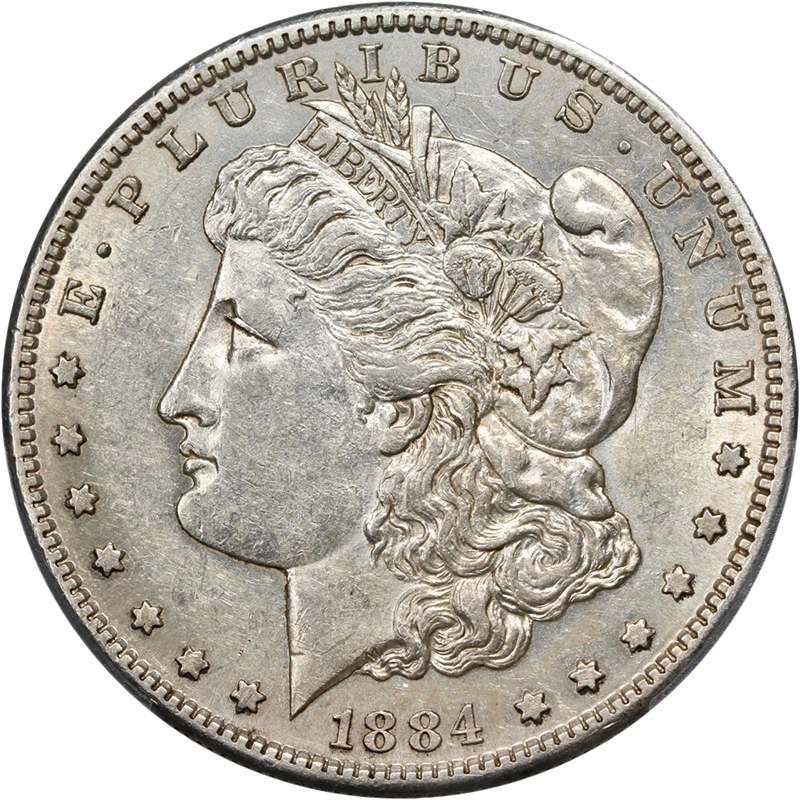 Dólar de plata Morgan 1884-S graduación profesional AU53 bonito atractivo visual fuerte golpe Foto 1 de 4