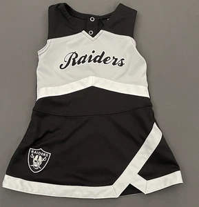 NFL Niños Talla 2T Raiders Animadora Vestido Fútbol Negro Gris Cuello en V Sin Mangas - Imagen 1 de 4
