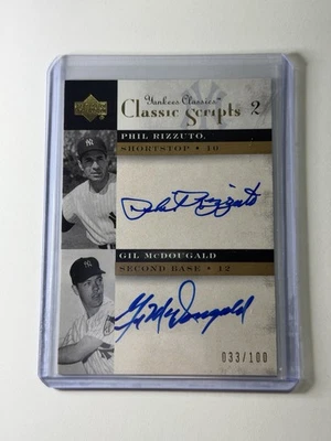 2004 Upper Deck Yankees Classic Scripts 2 Auto Phil Rizzuto Gil McDougald /100 - Image 1 of 2