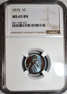 NGC MS-65 BN 1915-P Lincoln Cent, Gorgeously Toned, Cartwheeling Gem! - Picture 1 of 4