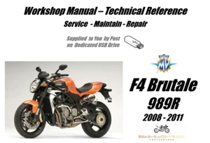 Manual de taller de reparación de servicio MV Agusta F4 Brutale 989R USB 2008-2011 - Imagen 1 de 9