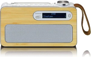 Lenco PDR-040 - Tragbares DAB+ Radio Bluetooth - Akku aus echtem Bambus - weiß - Bild 1 von 3