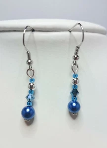 Damen Ohrschmuck aus Silber mit Swarovski Elements "Nelly S" blau, handmade - Bild 1 von 2