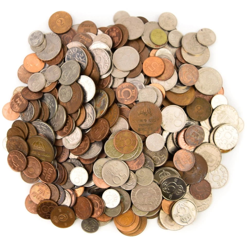 HUGE MIXED SWEDEN COINS SWEDISH ORE KRONA SVERIGE 4 POUNDS (1.8KG) - Image 1 of 4