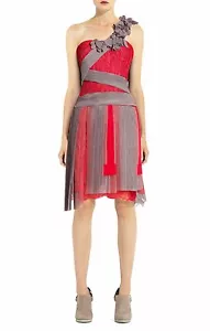 NUEVO VESTIDO DE ENCAJE DE CONTRASTE PLISADO BCBGMAXAZRIA PARA PASARELA QHS6L372/AM550 TALLA 8 - Imagen 1 de 3