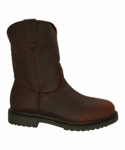 Botas de cuerda de cuero borgoña de punta lisa de 10" para hombre REDHAWK 0103 talla 6-12 (D, M) - Imagen 1 de 4